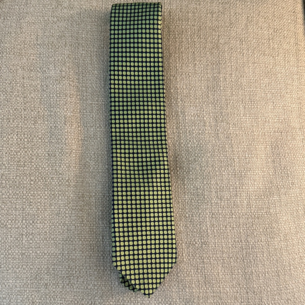 Ike Behar Blue and Green Geometric Tie